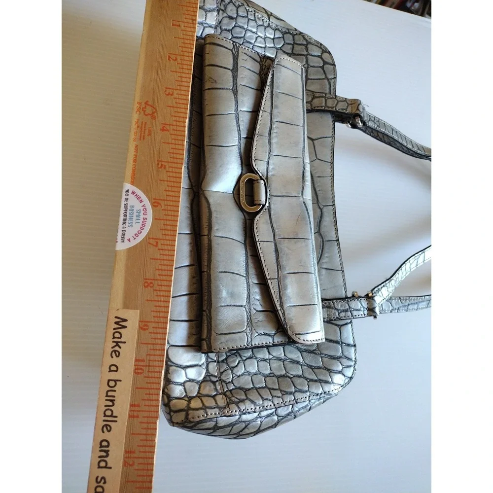 monsac 100% Genuine leather handbag Womans Gray Shoulder Bag Animal‎ Embossed